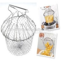 high quality stainless 304 foldable chef basket for kitchen